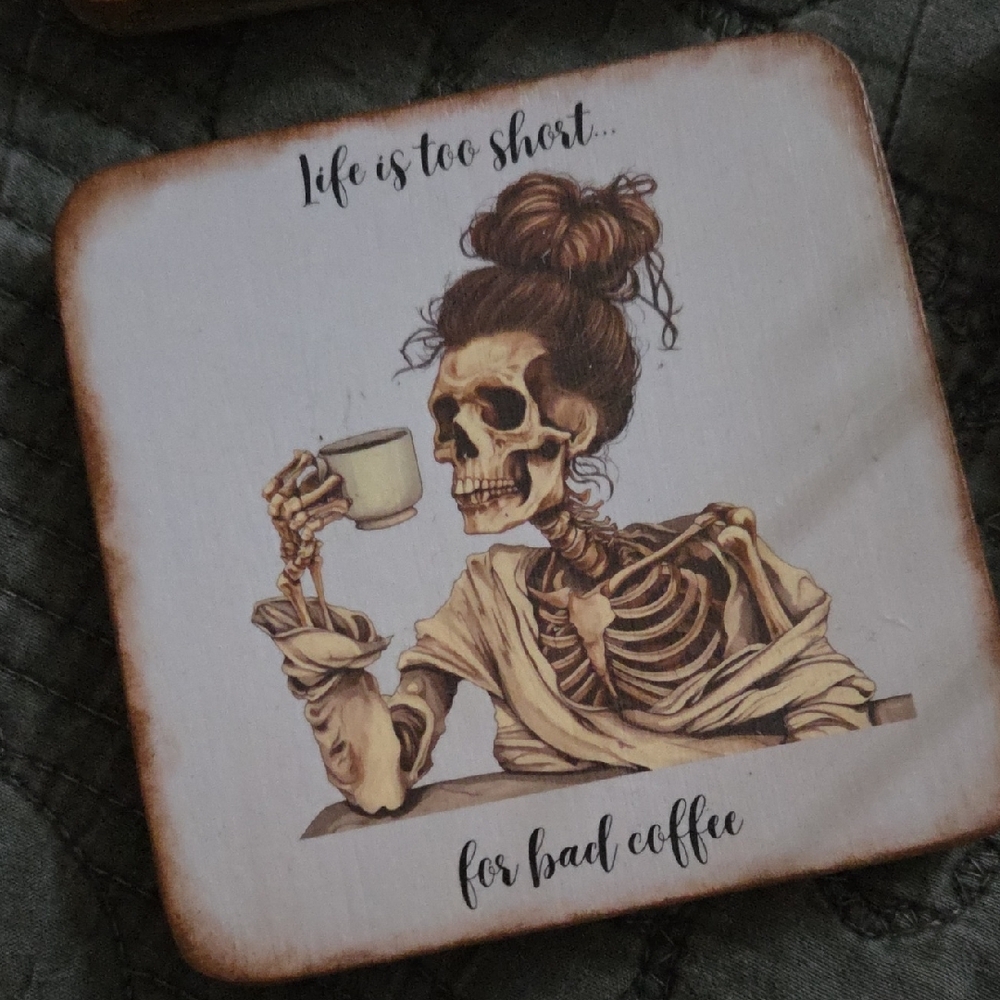 Skeleton Coffee Coasters Set - Picture 5 of 5